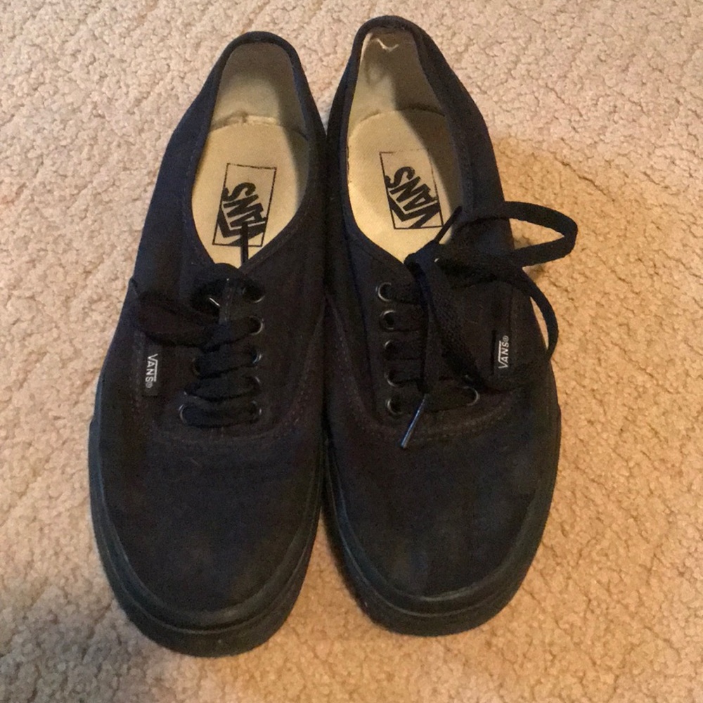 Black Vans with Black gum bottoms